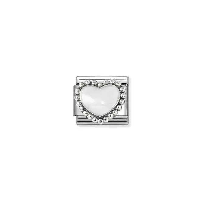 Classic Silver and Enamel White Raised Heart Love & Hearts Charms