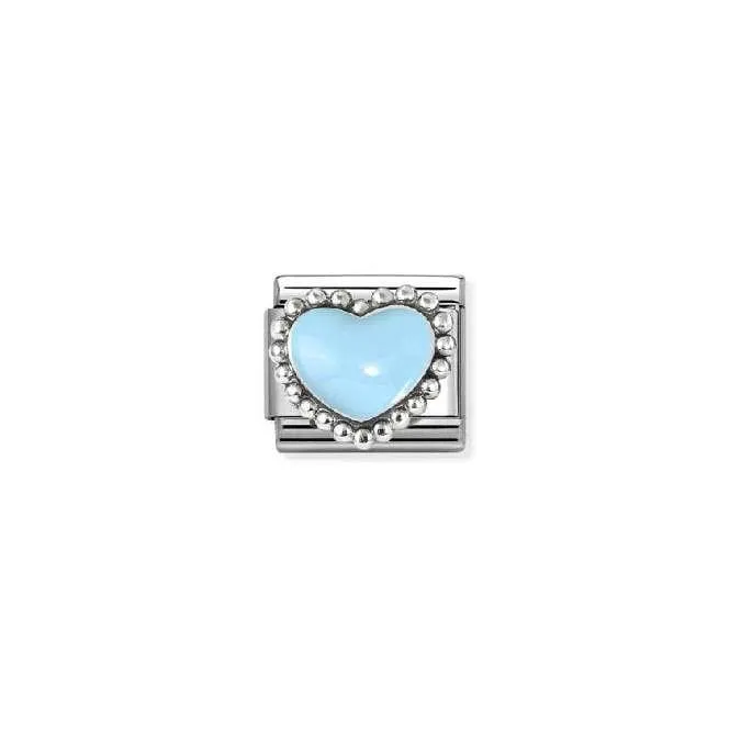 Classic Silver and Enamel Blue Raised Heart Love & Hearts Charms