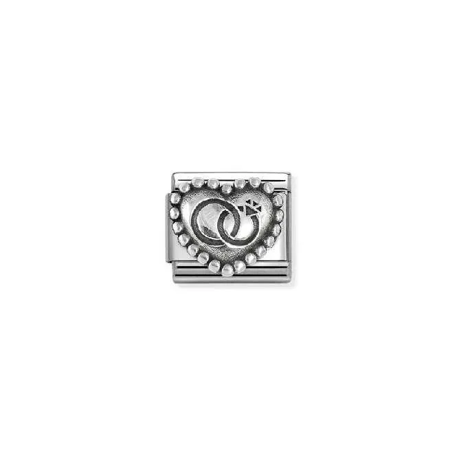 Classic Oxidised Silver Wedding Rings Dotted Heart Wedding & Anniversary Charms