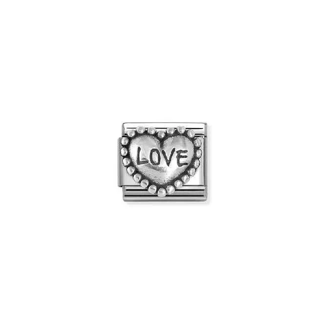 Classic Oxidised Silver Love Dotted Heart Love & Hearts Charms