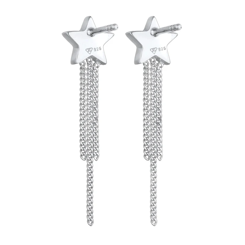 Ohrstecker Kette Stern | Mit Kristallen von Swarovski® (Weiß)