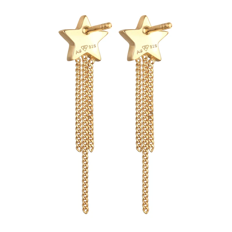 Ohrstecker Kette Stern | Mit Kristallen von Swarovski® (Weiß)