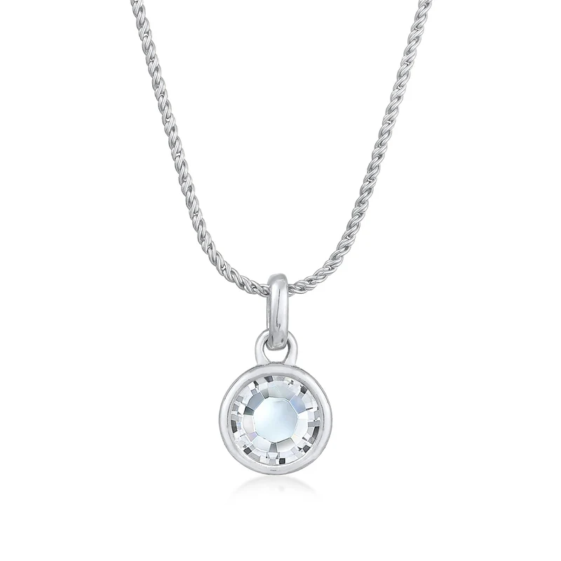 Kordel-Halskette Solitär Anhänger | Mit Kristallen von Swarovski® (Weiß)