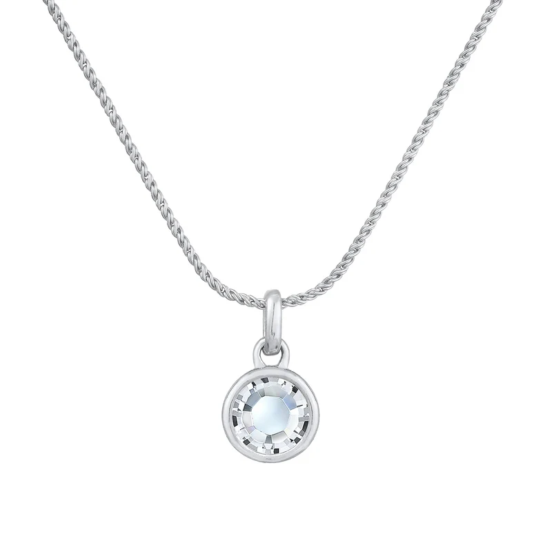 Kordel-Halskette Solitär Anhänger | Mit Kristallen von Swarovski® (Weiß)