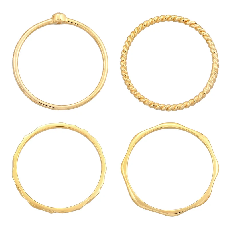 Topas Solitär Stapelring Gedreht 4er Set 375 Gelbgold