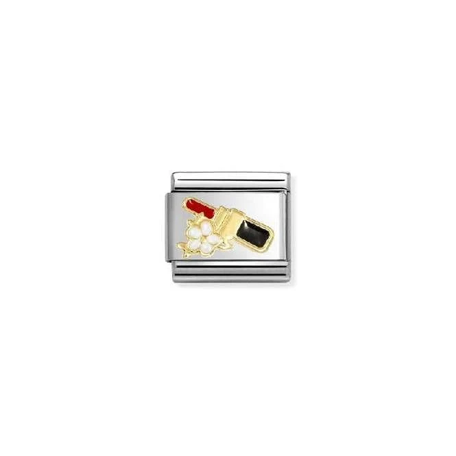 Classic Gold and Enamel Lipstick with Red Flower Fashion & Fun Charms