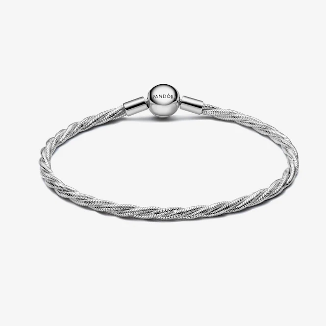 Round Clasp Twisted Snake Chain Bracelet, 18cm