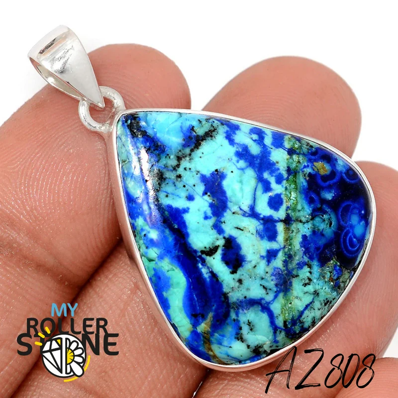 Azurit Malachit Anhänger 925 Silber AZ808