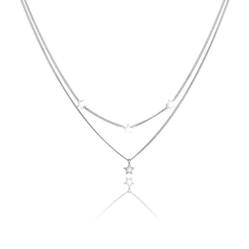 Layer-Halskette Stern | Mit Kristallen von Swarovski® (Weiß)