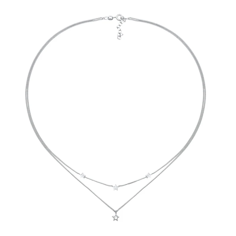 Layer-Halskette Stern | Mit Kristallen von Swarovski® (Weiß)