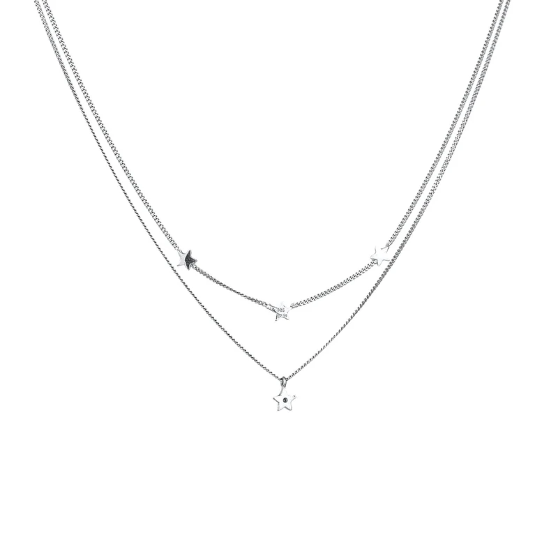 Layer-Halskette Stern | Mit Kristallen von Swarovski® (Weiß)