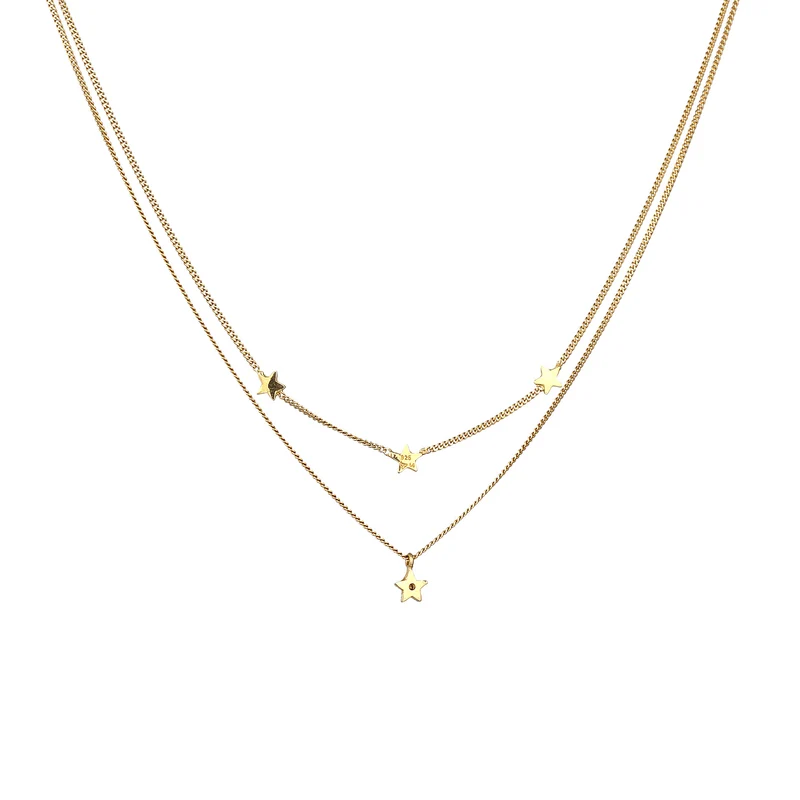 Layer-Halskette Stern | Mit Kristallen von Swarovski® (Weiß)