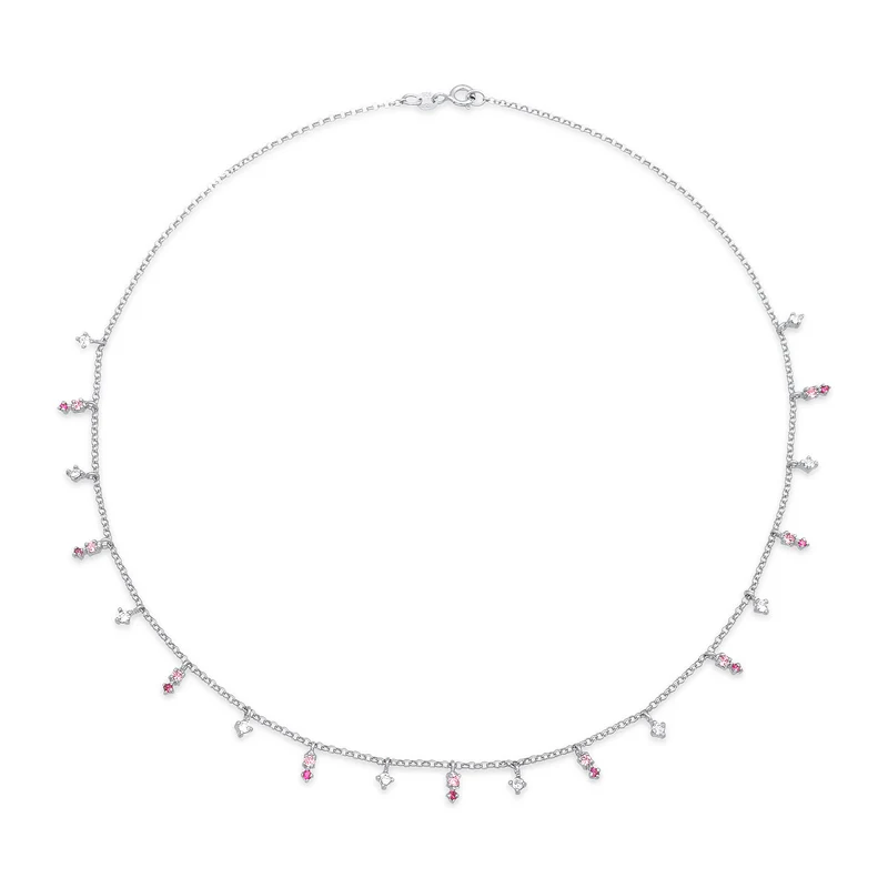 Halskette Anhänger | Glas Kristalle (Rosa)