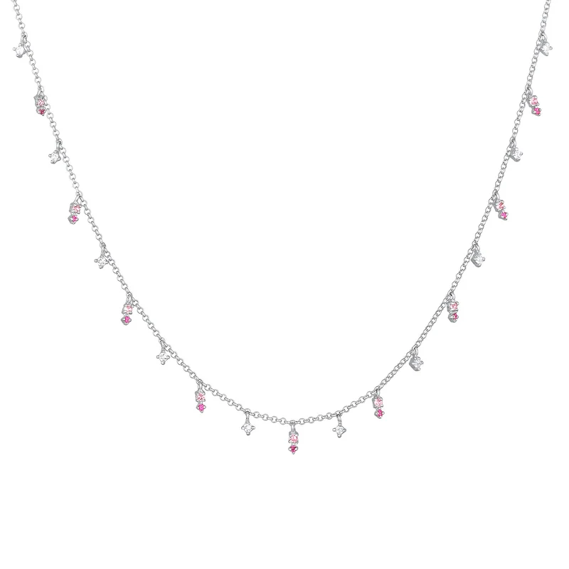 Halskette Anhänger | Glas Kristalle (Rosa)