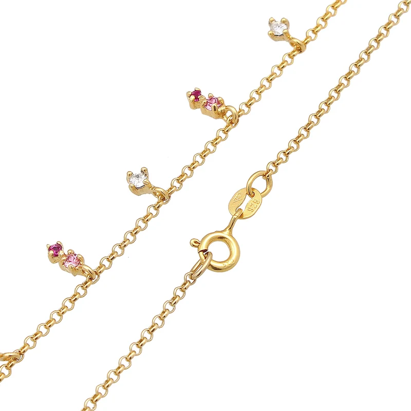 Halskette Anhänger | Glas Kristalle (Rosa)