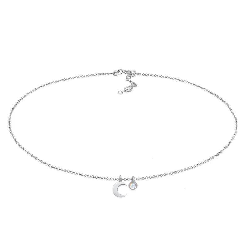 Choker Halbmond | Mondstein (Weiß)