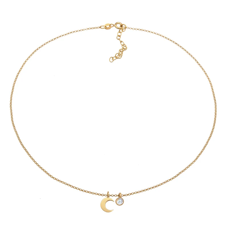 Choker Halbmond | Mondstein (Weiß)