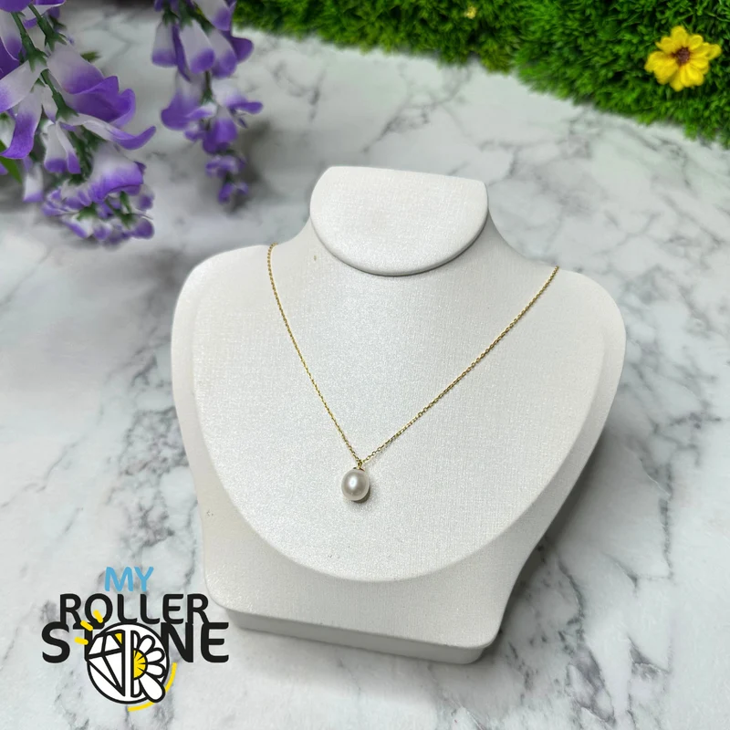 Halskette mit ovaler 925 Silber Zuchtperle