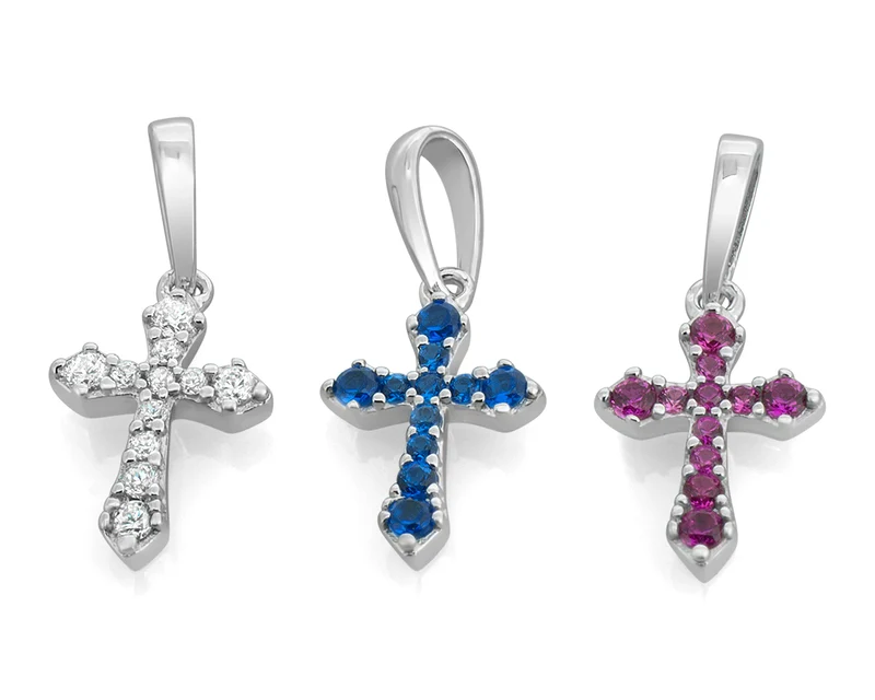KETTENANHÄNGER, KREUZ, TAUFGESCHENK, ZIRKONIA ROT, JUWELIER
