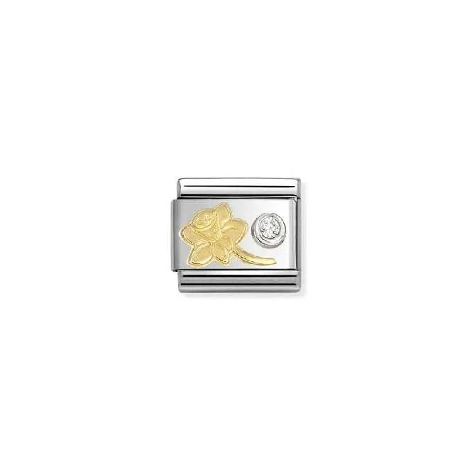 Classic Two-Tone Gold and Silver Narcissus with White CZ Flowers & Nature Charms
