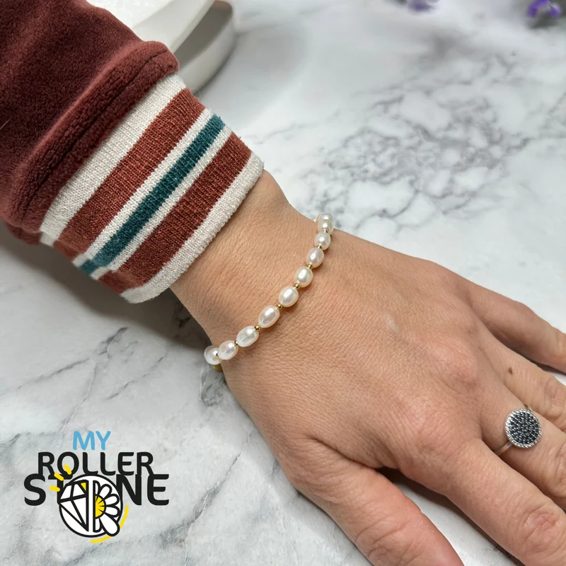Ovales 925 Silber Zuchtperlen Armband
