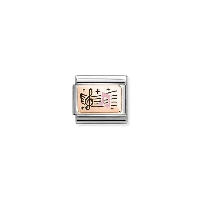 Classic Rose Gold and Enamel Treble Clef and Notes Music Charms