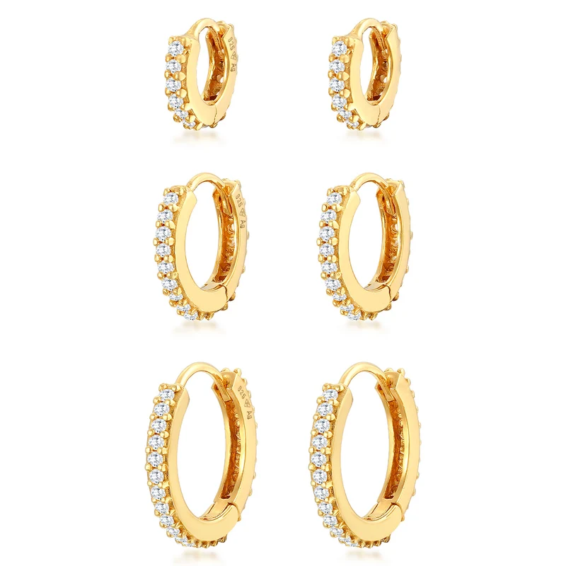 Creolen 3er Set | Zirkonia (weiß)
