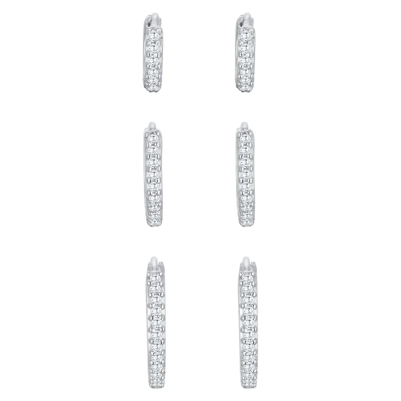 Creolen 3er Set | Zirkonia (weiß)