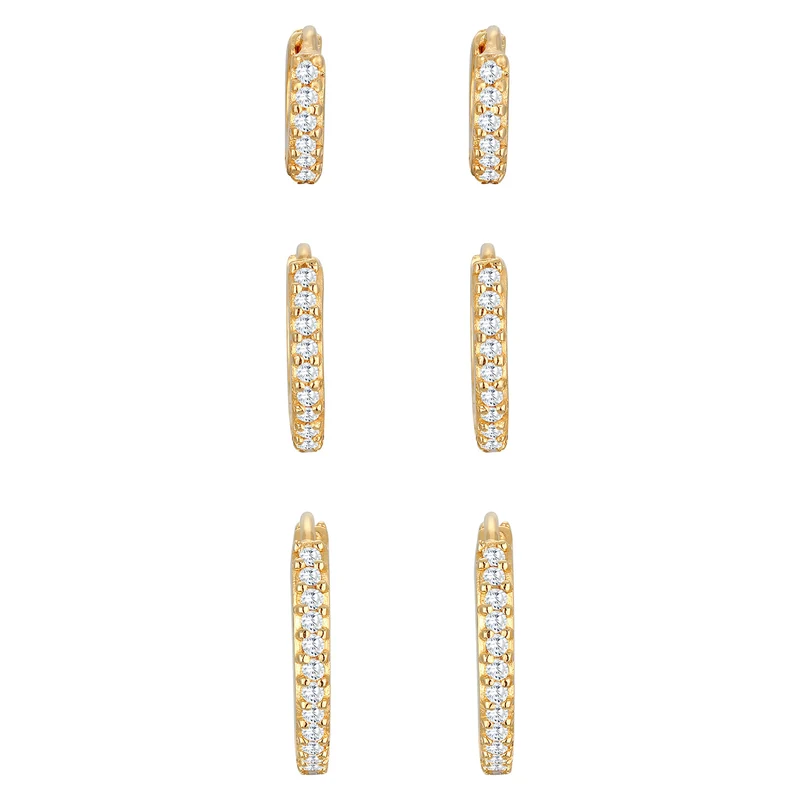Creolen 3er Set | Zirkonia (weiß)