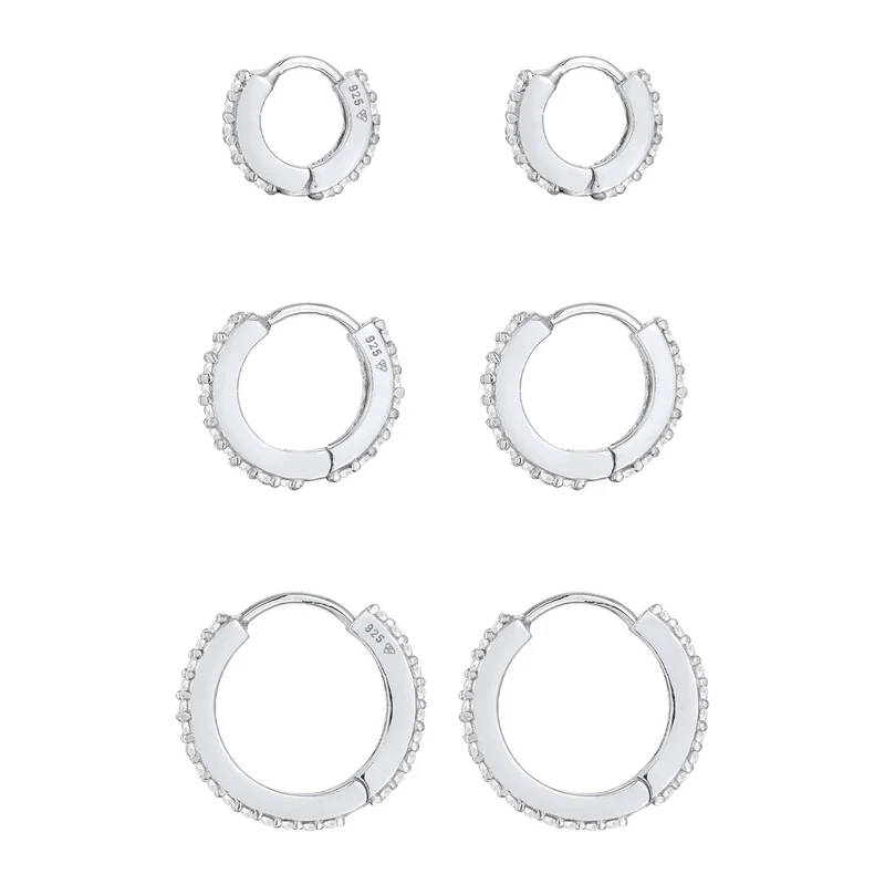 Creolen 3er Set | Zirkonia (weiß)