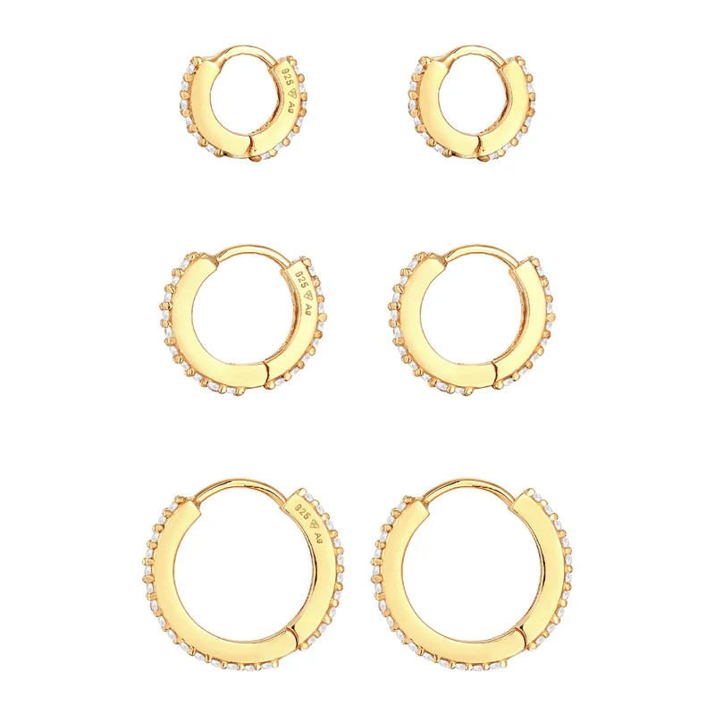 Creolen 3er Set | Zirkonia (weiß)