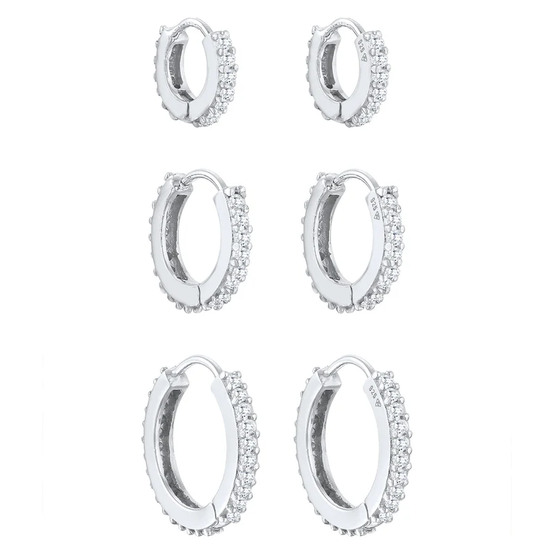 Creolen 3er Set | Zirkonia (weiß)