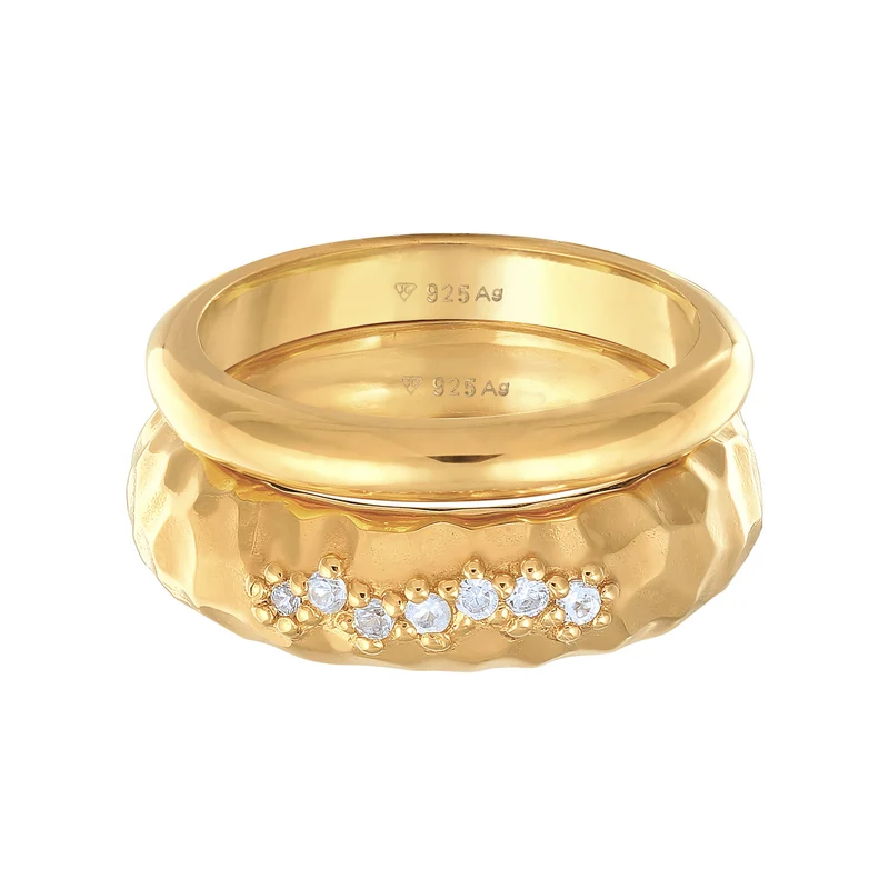 Ring-Set Gehämmert | Topas (Weiß)