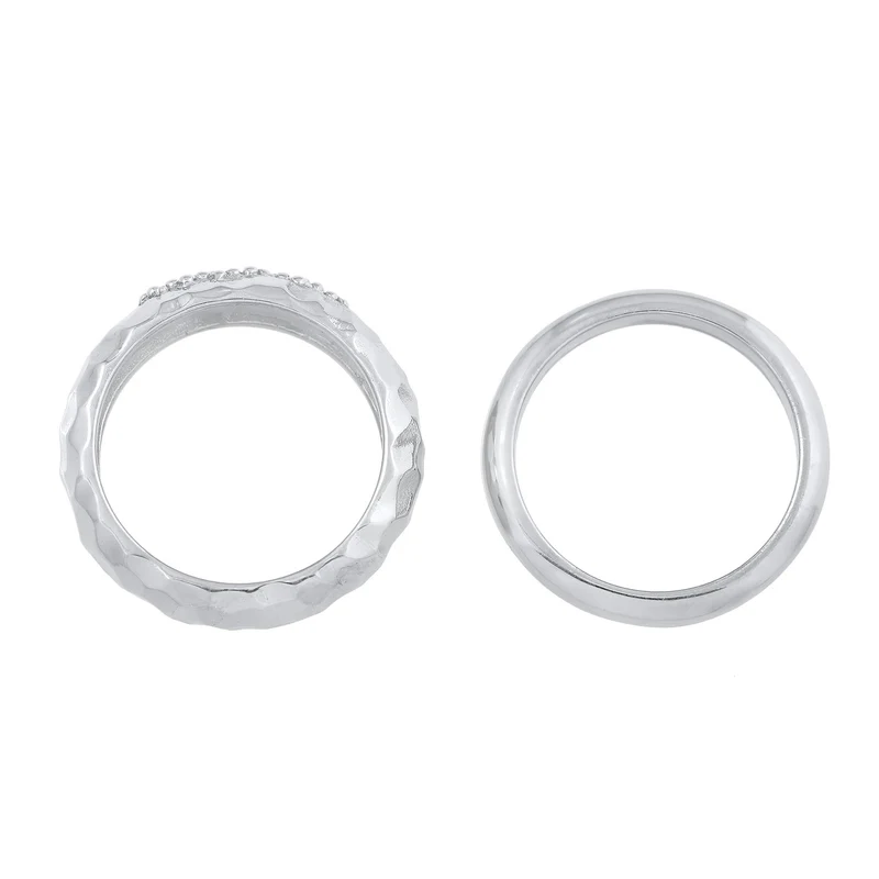Ring-Set Gehämmert | Topas (Weiß)