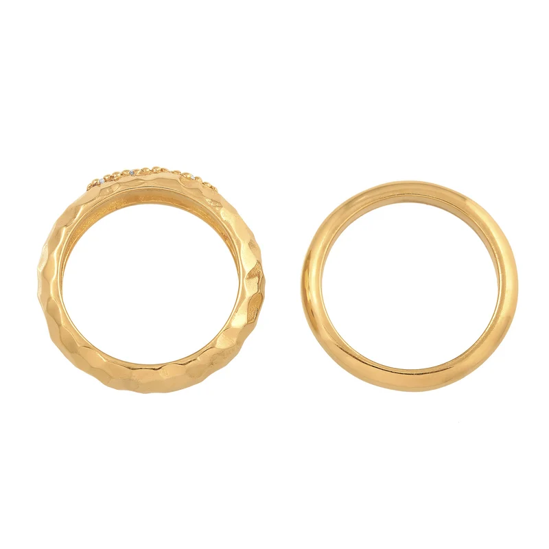 Ring-Set Gehämmert | Topas (Weiß)