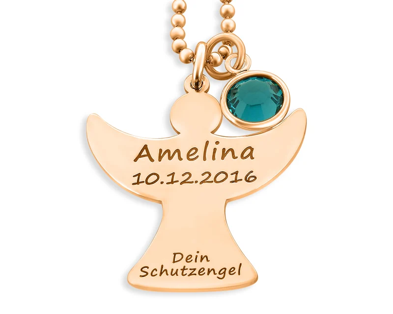 HALSKETTE MIT ENGEL GRAVUR MÄDCHEN GESCHENK EINSCHULUNG KOMMUNION SCHMUCK