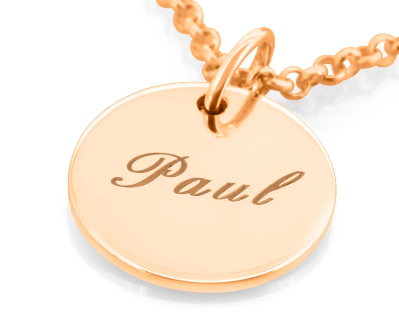 NAMENSKETTE ROSÉ GOLD SCHMUCK HALSKETTE NAME GRAVUR DAMENSCHMUCK