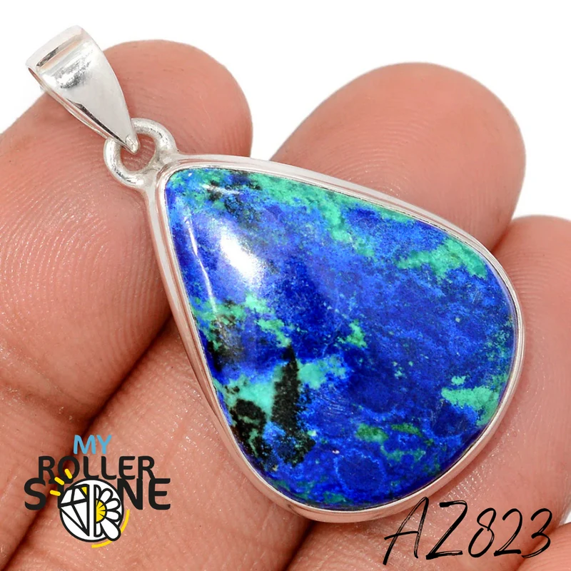 Azurit Malachit Anhänger 925 Silber AZ823