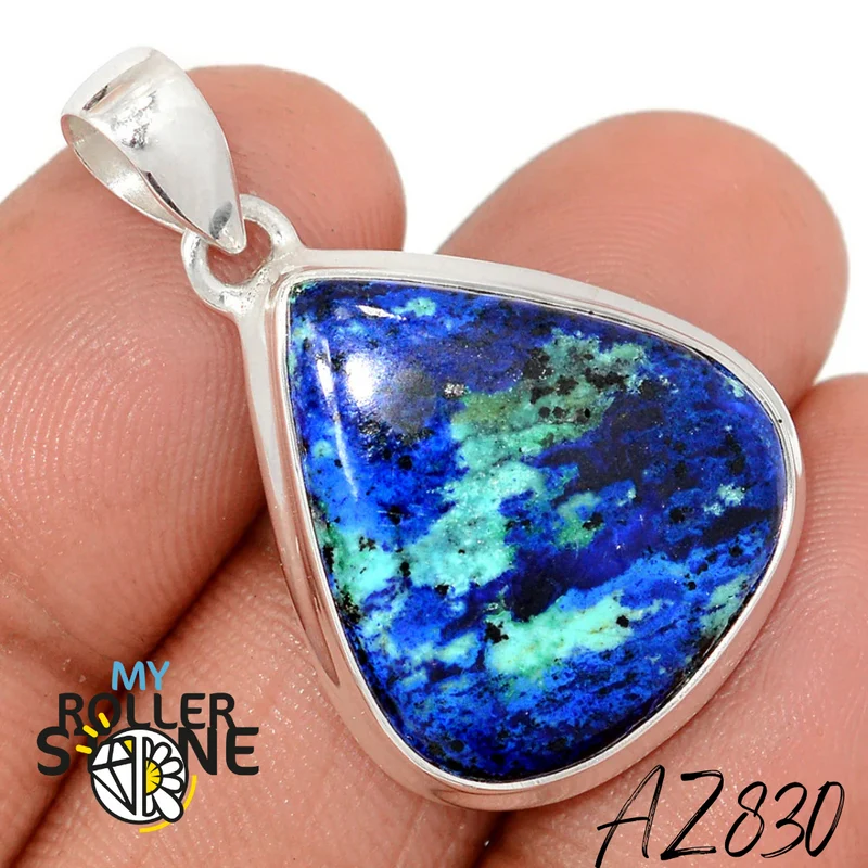 Azurit Malachit Anhänger 925 Silber AZ830