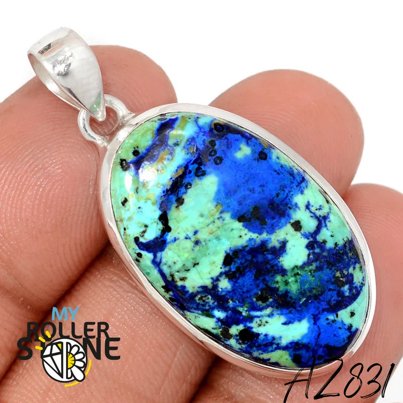 Azurit Malachit Anhänger 925 Silber AZ831