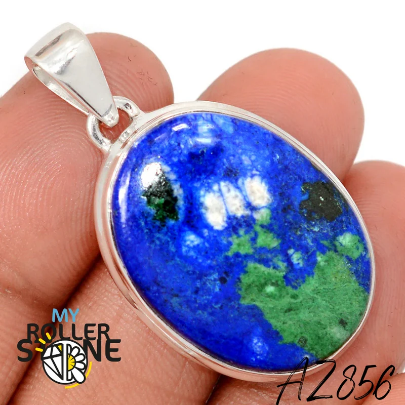 Azurit Malachit Anhänger 925 Silber AZ856