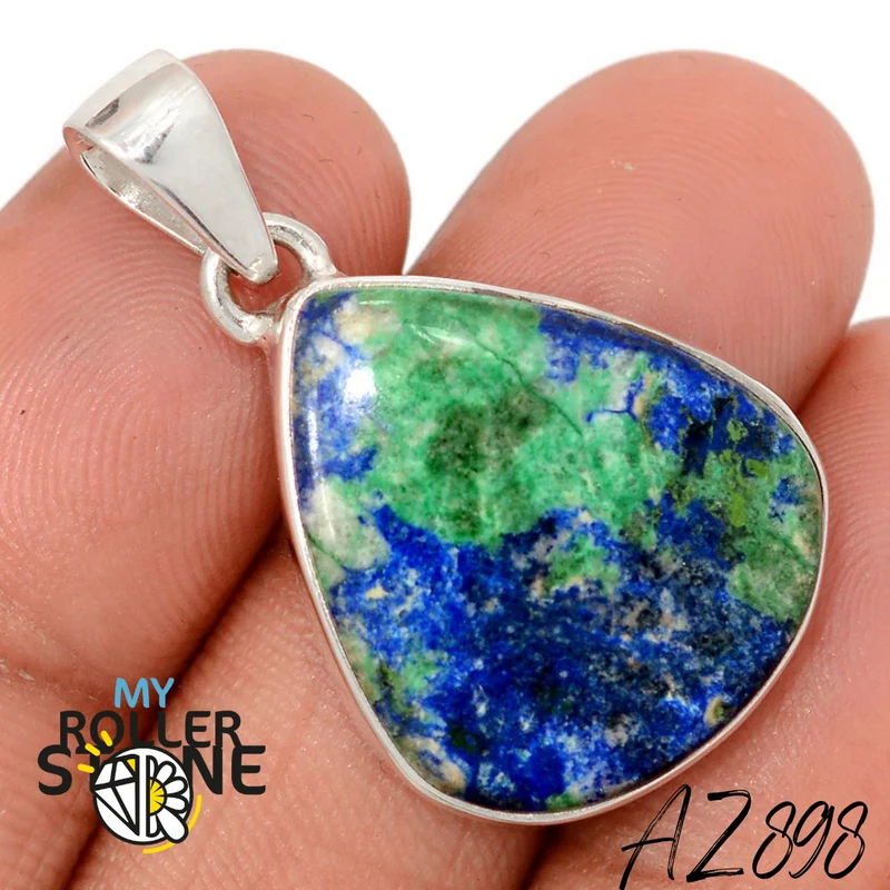 Azurit Malachit Anhänger 925 Silber AZ898