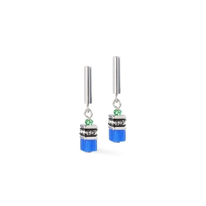GeoCUBE Lite Mini Earrings in Silver & Rainbow Multicolours