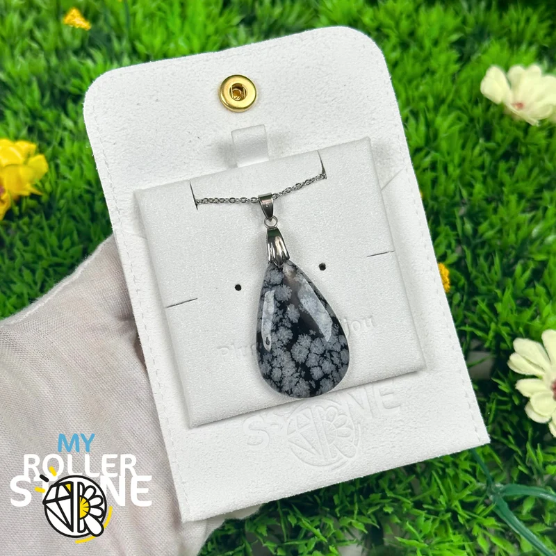 5A Gebohrter Schneeflocken-Obsidian-Anhänger