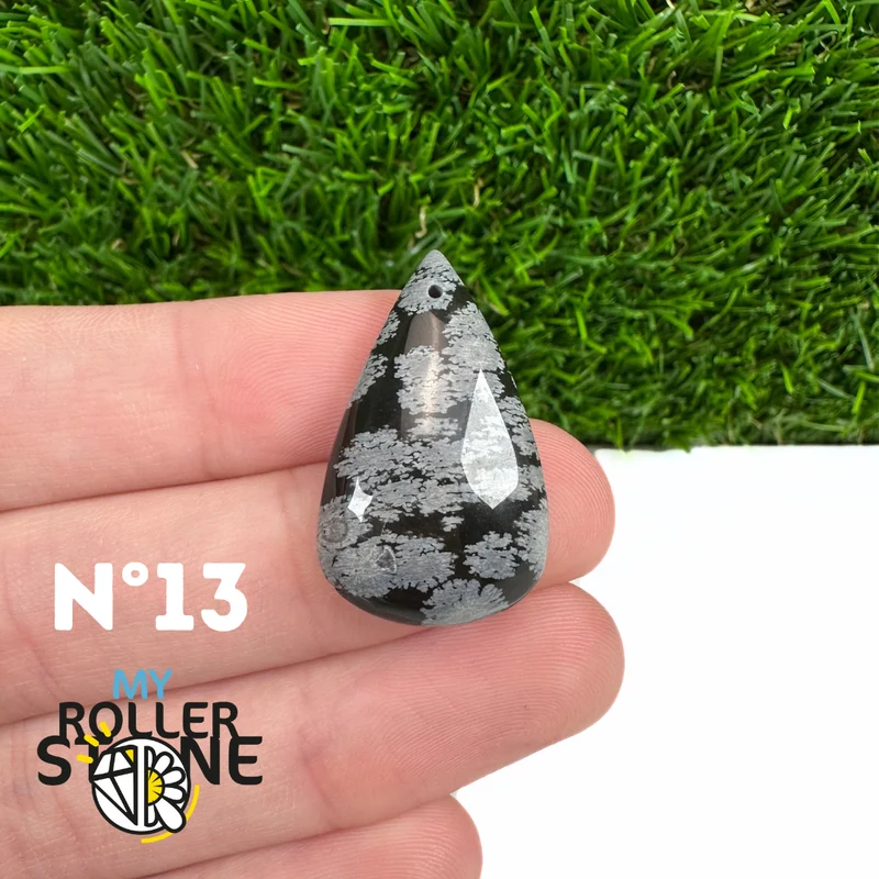 5A Gebohrter Schneeflocken-Obsidian-Anhänger
