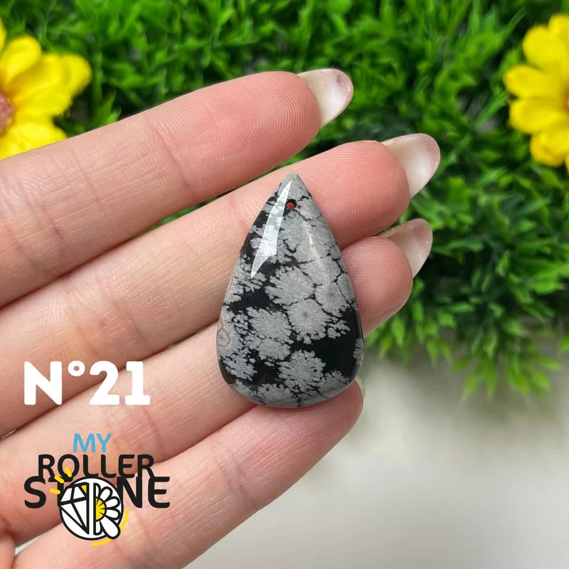 5A Gebohrter Schneeflocken-Obsidian-Anhänger