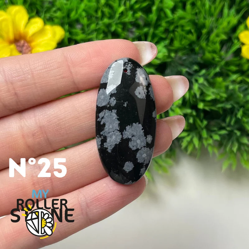 5A Gebohrter Schneeflocken-Obsidian-Anhänger
