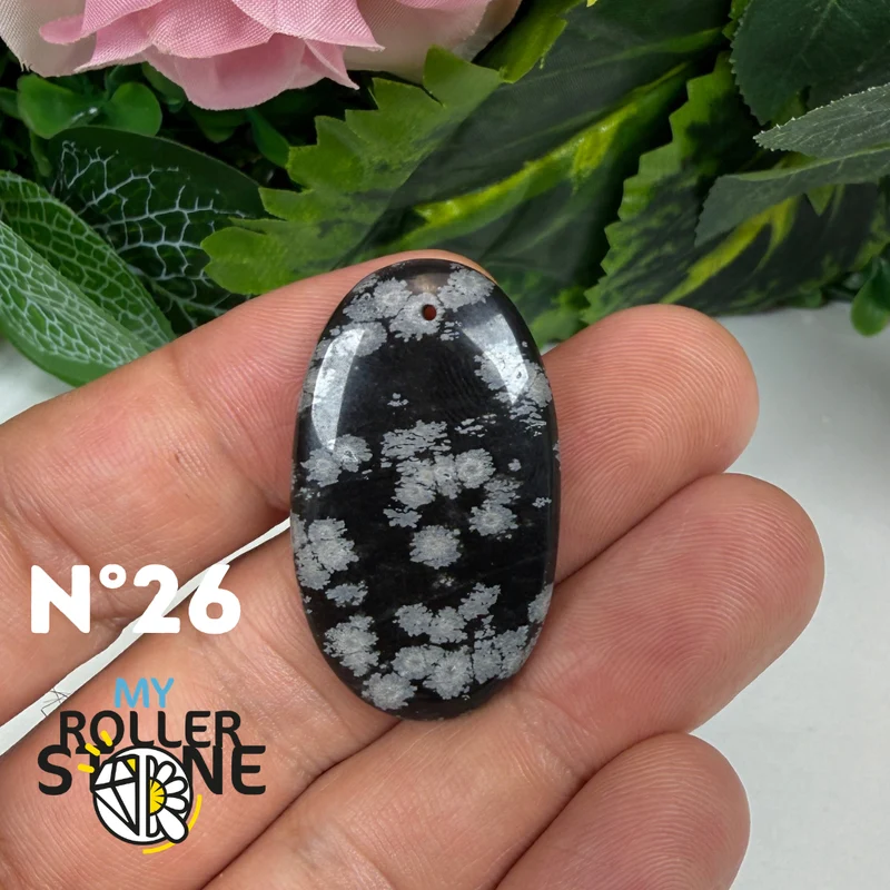 5A Gebohrter Schneeflocken-Obsidian-Anhänger