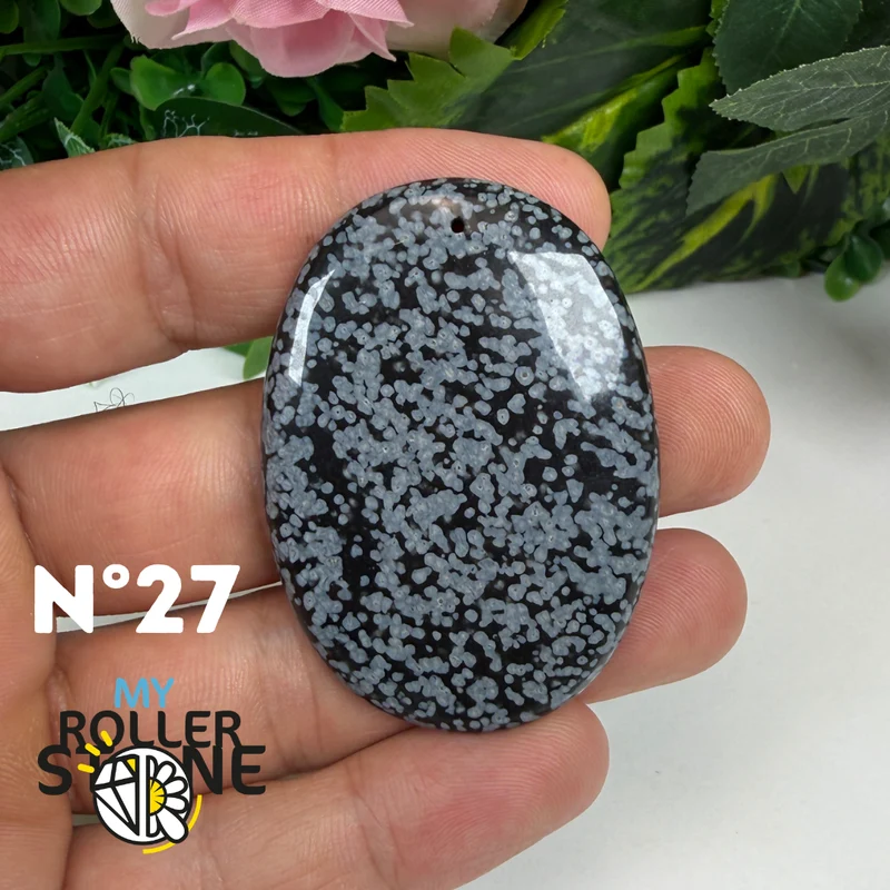 5A Gebohrter Schneeflocken-Obsidian-Anhänger
