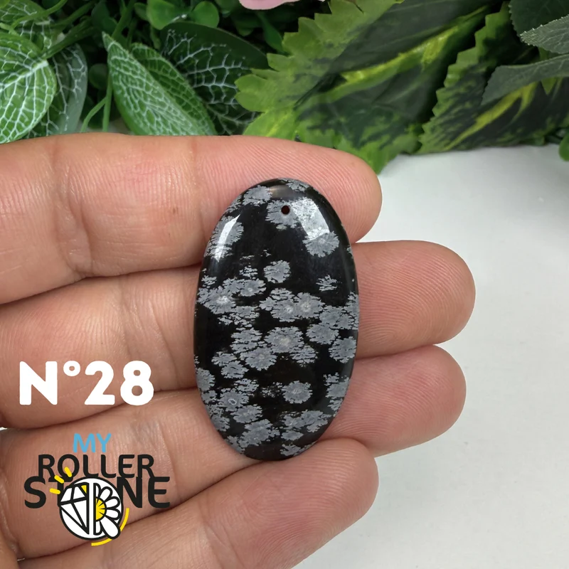 5A Gebohrter Schneeflocken-Obsidian-Anhänger